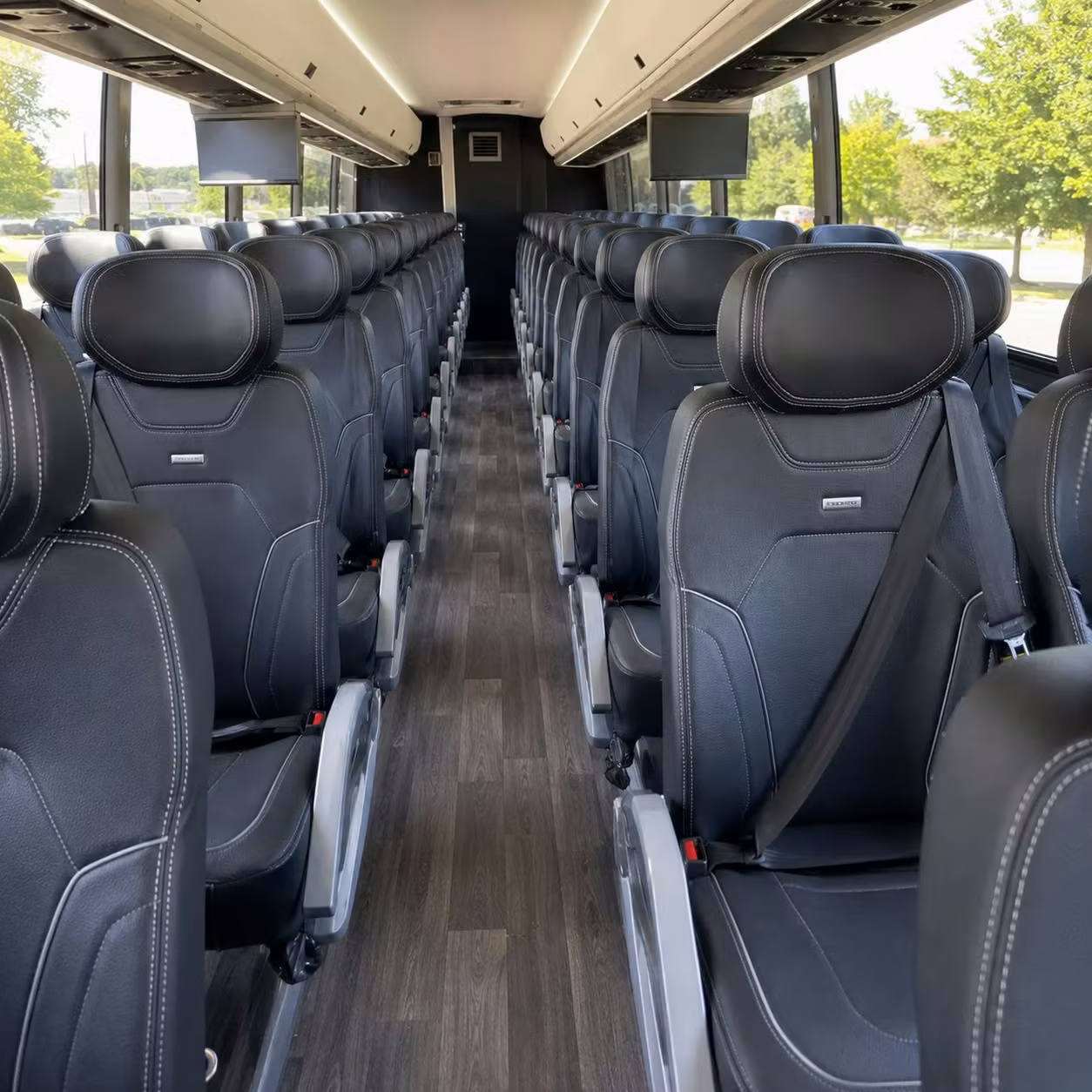 brockton charter bus rental interior